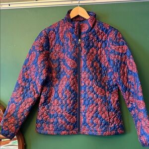 Lands' End Primaloft Quilted Paisley Lightweight Quilted Jacket Navy & Pink 6-8